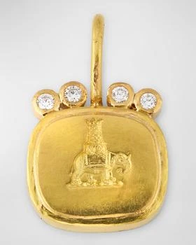Elizabeth Locke | 19K Yellow Gold Elephant Castle Pendant with 2mm Diamonds,商家Neiman Marcus,价格¥23660