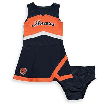 推荐Little Girls Navy and Orange Chicago Bears Cheer Captain Jumper Dress商品