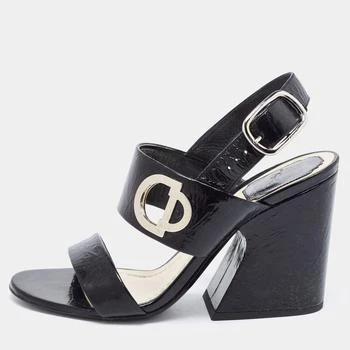 推荐Dior Black Leather Block Heel Ankle Strap Sandals Size 38商品