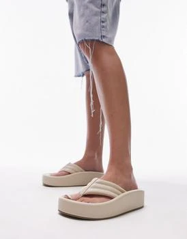 推荐Topshop Gigi toepost sunken footbed sandal in off white商品