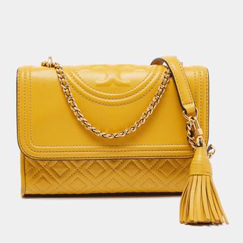 tory burch fleming, [二手商品] Tory Burch | Tory Burch Yellow Leather Small Fleming Crossbody Bag商品图片 满1件减$100, 满减