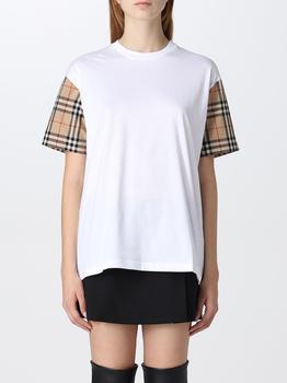 Burberry | Burberry oversize cotton t-shirt with check sleeves商品图片,7折