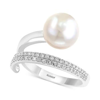 Effy | EFFY® Cultured Freshwater Pearl (10mm) and Diamond (1/5 ct. t.w.) Ring in 14k White Gold and Yellow Gold,商家Macy's,价格¥5762