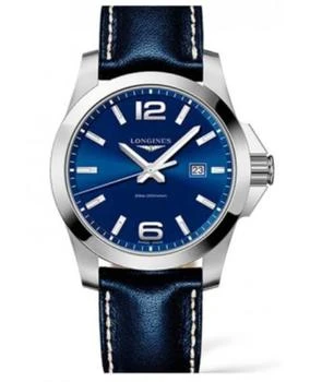 Longines | Longines Conquest Quartz Blue Dial Leather Strap Men's Watch L3.760.4.96.0 7.4折