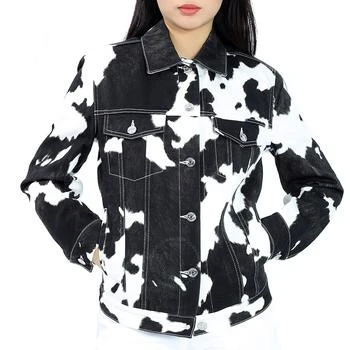Burberry | Black Pattern Prestwick Cow Print Denim Jacket,商家Jomashop,价格¥6016