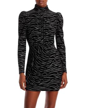 AQUA | Metallic Animal Print Velvet Mini Dress - 100% Exclusive商品图片,7.5折×额外7.5折, 额外七五折