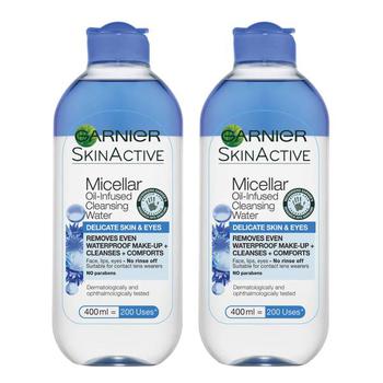 推荐Garnier Micellar Water Facial Cleanser Delicate Skin and Eyes 400ml Duo Pack商品