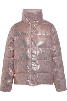 product Quilted metallic faux textured-leather jacket image