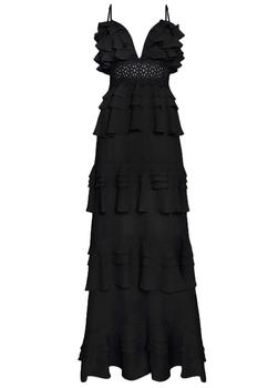 推荐The sophia black tiered ruffle maxi dress商品