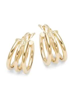 商品Saks Fifth Avenue | 14K Gold Triple Hoop Earrings,商家Saks OFF 5TH,价格¥901图片