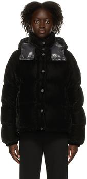 moncler女, Moncler | Black Down Velvet Daos Jacket商品图片 