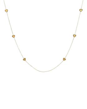 商品14K Gold Heart Stations Necklace, 18"图片