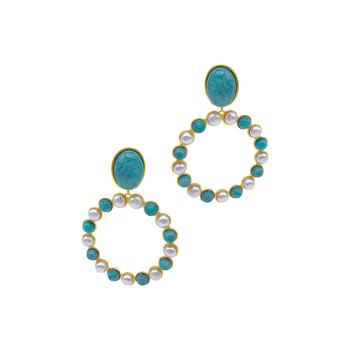 商品ADORNIA | Adornia Pearl and Aqua Statement Hoop Earrings gold,商家Premium Outlets,价格¥377图片