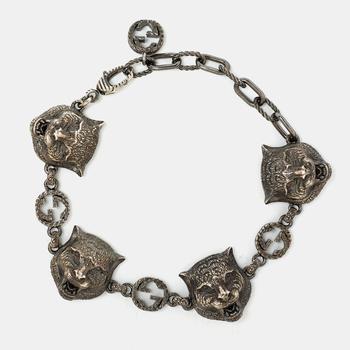 商品Gucci Sterling Silver Garden Feline Charm Bracelet图片
