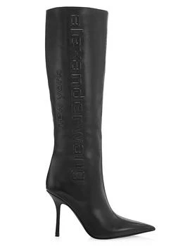 Alexander Wang | Delphine 105MM Leather Silicone Logo Tall Boots 