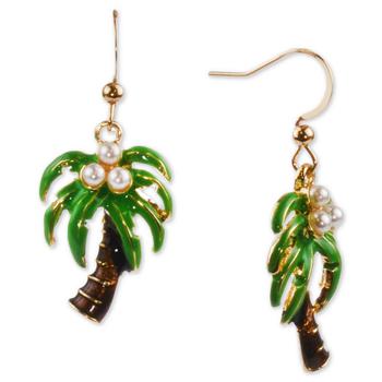 Charter Club | Gold-Tone Imitation Pearl Palm Tree Drop Earrings, Created for Macy's商品图片,3折