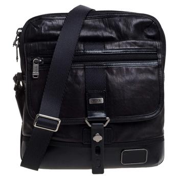 product TUMI Black/Dark Brown Leather Annapolis Zip Flap Messenger Bag image