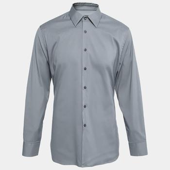 [二手商品] Prada | Prada Iron Grey Cotton Poplin Stretch Long Sleeve Shirt XXL商品图片,7.2折