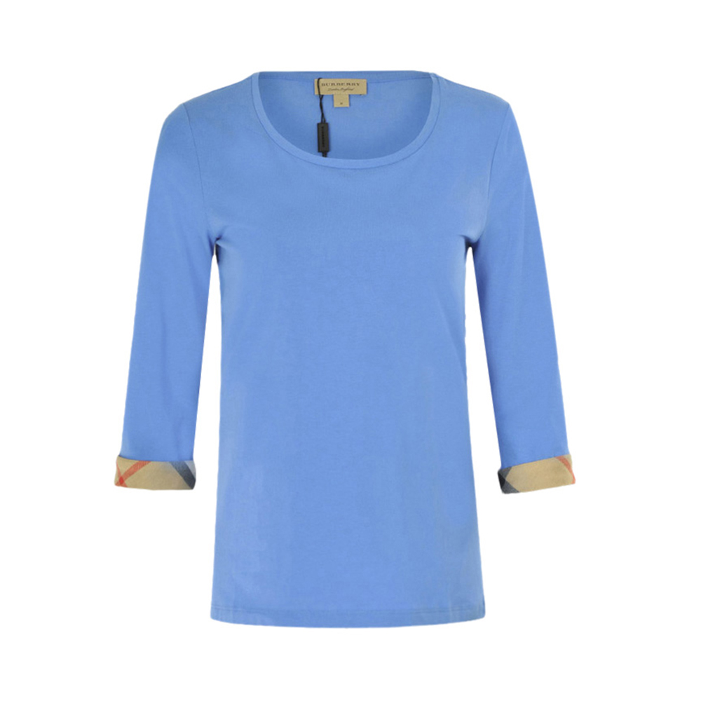 时尚burberry t恤女装, Burberry | Burberry 博柏利 女士棉质蓝色T恤 4043626商品图片 独家减免邮费