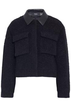 商品Cropped leather-trimmed wool-blend bouclé jacket图片