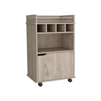 Depot E-Shop | 35" H Bar Cart with Two Shelves four Wine Cubbies and One Cabinet,Light Pine,商家Premium Outlets,价格¥1544