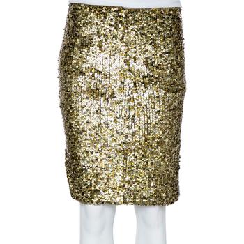 推荐Alice + Olivia Olive Green Sequin Embellished Tulle Bryce Mini Skirt S商品