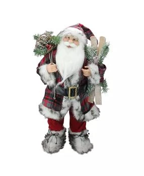 Northlight | Alpine Standing Santa Claus with Frosted Pine Furry Boots and Skis Christmas Figure,商家Macy's,价格¥673