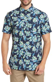 product Slim Fit Stretch Floral Short Sleeve Button-Up Shirt image