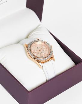 推荐Accurist multi dial watch in white and rose gold商品