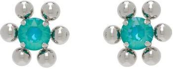 Justine Clenquet SSENSE Exclusive Silver & Blue Sadie Earrings