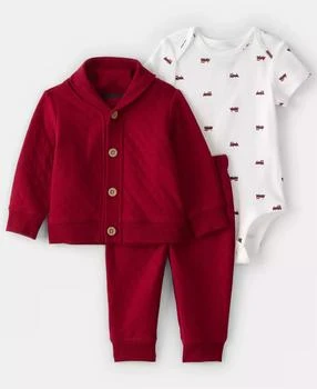 Carter's | Baby Boys 3-Piece Quilted Cardigan, Bodysuit and Pants Set,商家Macy's,价格¥112