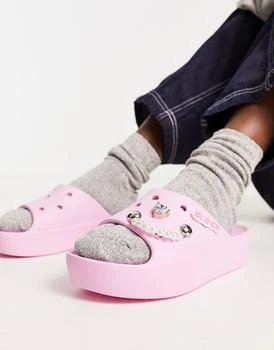 推荐Crocs platform slider sandals in flamingo商品