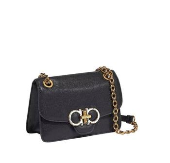 gancini, Salvatore Ferragamo | Black Gancini Shoulder Bag商品图片 4.9折
