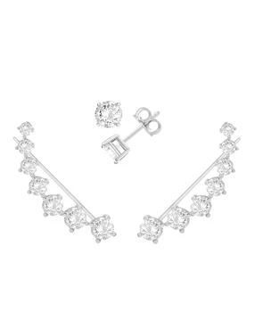 Essentials | Cubic Zirconia Stud & Graduated Climber Set in Silver Plate or Gold Plate,商家Macy's,价格¥124