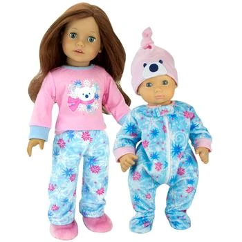 推荐Sophia’s 2 Piece Winter-Print Fleece Sleeper Outfit with Hat Set for 15'' Dolls, Blue/Pink商品