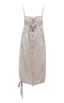 推荐Miu Miu - Tie-Detailed Silk Midi Dress - Grey - IT 38 - Moda Operandi商品