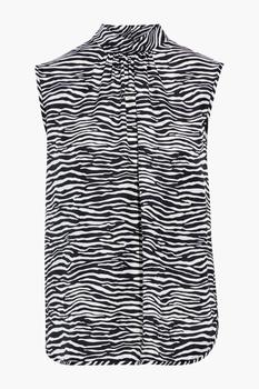 Max Mara | Adda gathered zebra-print silk-twill and jersey top商品图片,3折