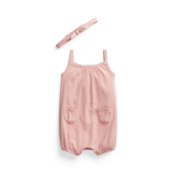 商品Ralph Lauren | Baby Girls Pointelle Bubble Sleeveless Shortall and Headband, 2 Piece Set,商家Macy's,价格¥421图片