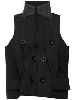 Pleated Double Breast Tailored Vest