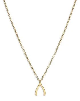 Zoe Lev | 14K Yellow Gold Wishbone Pendant Necklace, 16-18",商家Bloomingdale's,价格¥2681