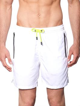 商品Mc2 Saint Barth | MC2 Saint Barth White Light Fabric Zipped Swim Shorts,商家Italist,价格¥971图片