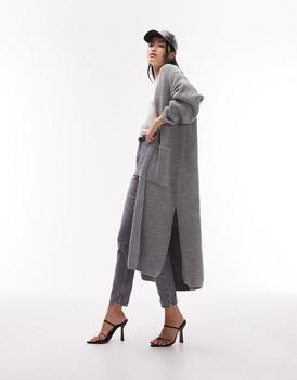Topshop | Topshop knitted maxi cardi in grey商品图片,