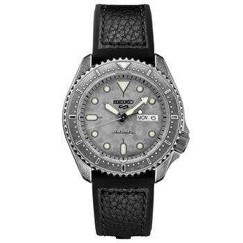 精工机械表怎么样, Seiko | Men's Automatic 5 Sports Black Silicone & Leather Strap Watch 40mm商品图片 7.5折