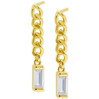ADORNIA | 14k Gold-Plated Chain & Rectangle Crystal Linear Drop Earrings 独家减免邮费