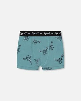 Deux par Deux | Organic Cotton Boxer Short Teal With Mechanical Dinosaurs Print,商家Premium Outlets,价格¥94