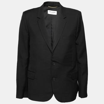 圣罗兰黑鸦片, [二手商品] Yves Saint Laurent | Saint Laurent Black Wool Button Front Blazer XL商品图片 