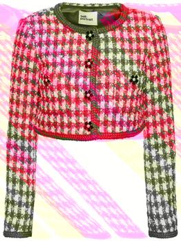 Self Portrait | Checked Bouclé Cropped Jacket商品图片,额外8折, 额外八折