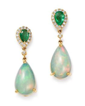 Bloomingdale's | Ethiopian Opal, Emerald & Diamond Teardrop Drop Earrings in 14K Yellow Gold - 100% Exclusive,商家Bloomingdale's,价格¥22448