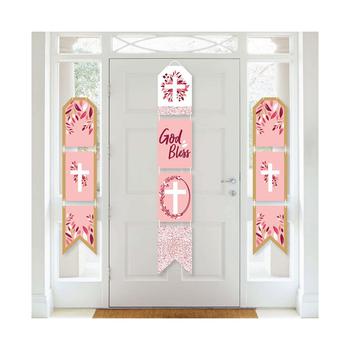 商品Big Dot of Happiness | Pink Elegant Cross - Hanging Vertical Paper Door Banners - Girl Religious Party Wall Decoration Kit - Indoor Door Decor,商家Macy's,价格¥149图片