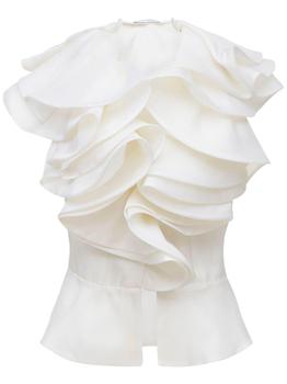 PRABAL GURUNG, PRABAL GURUNG | Sleeveless Silk Top W/ Ruffled Collar商品图片 额外8.5折, 额外八五折